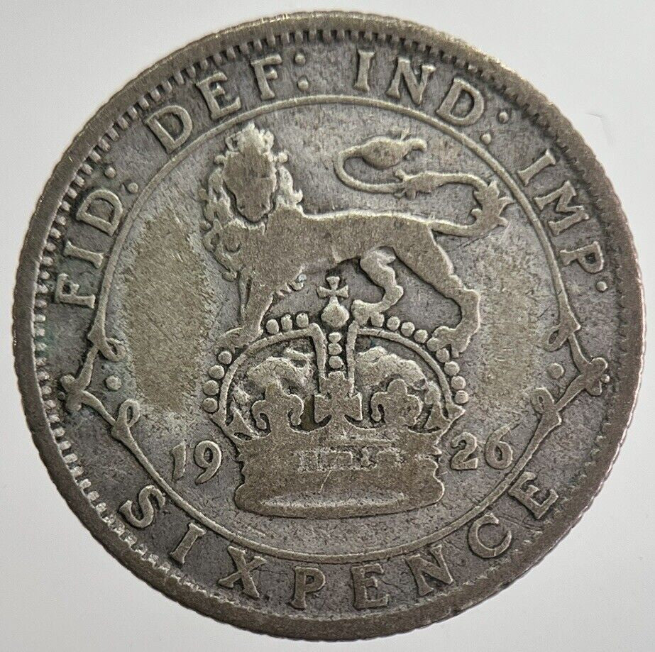 1926 George V Sixpence Silver Coin | Fair Grade | a8233