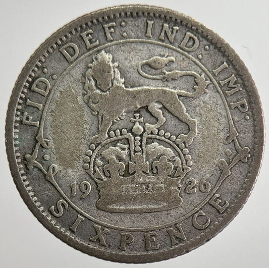 1926 George V Sixpence Silver Coin | Fair Grade | a8233