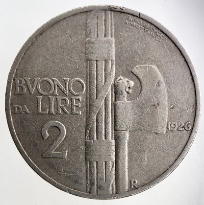 1926 Italy 2 Lira Coin | Fine Collectable Grade
