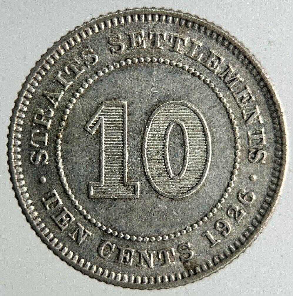 1926 Malaya Settlement Straits Silver 10 Cents Coin | Fine Collectable Grade