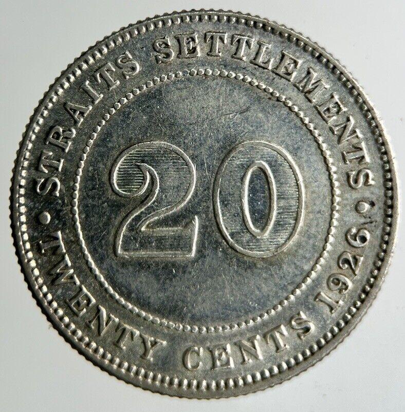 1926 Malaya Settlement Straits 20 Cents Silver Coin | Fine Collectable Grade
