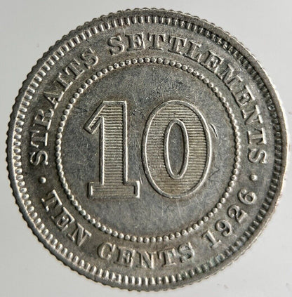 1926 Malaya Settlement Straits 10 Cents Silver Coin | Fine Collectable Grade