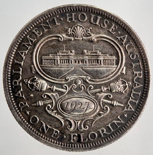 1927 Australia Florin Two Shillings Silver Coin | Very Fine Grade | a6857