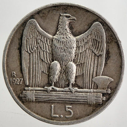 1927 Italy 5 Lira Silver Coin | Fine Collectable Grade | a4753