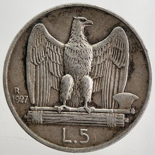 1927 Italy 5 Lira Silver Coin | Fine Collectable Grade | a4753