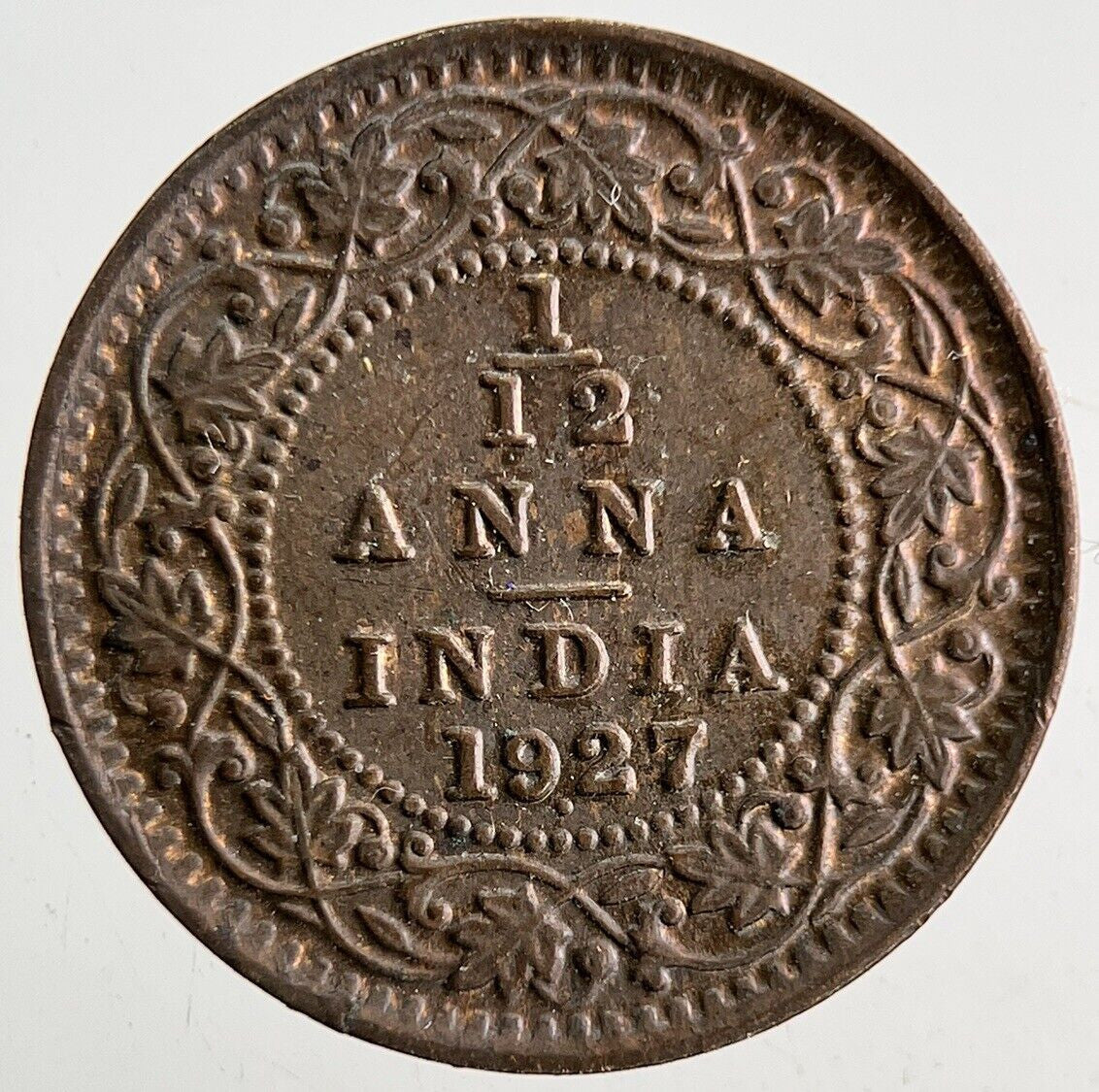 1927 India 1/12 Anna Coin | Fine Collectable Grade