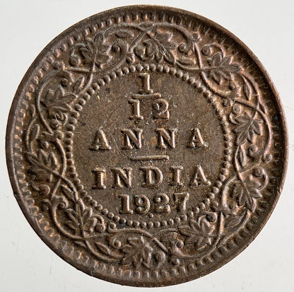 1927 India 1/12 Anna Coin | Fine Collectable Grade