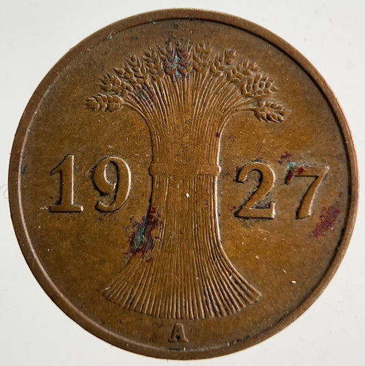 1927 Germany 1 Pfennig Coin | Fine Collectable Grade