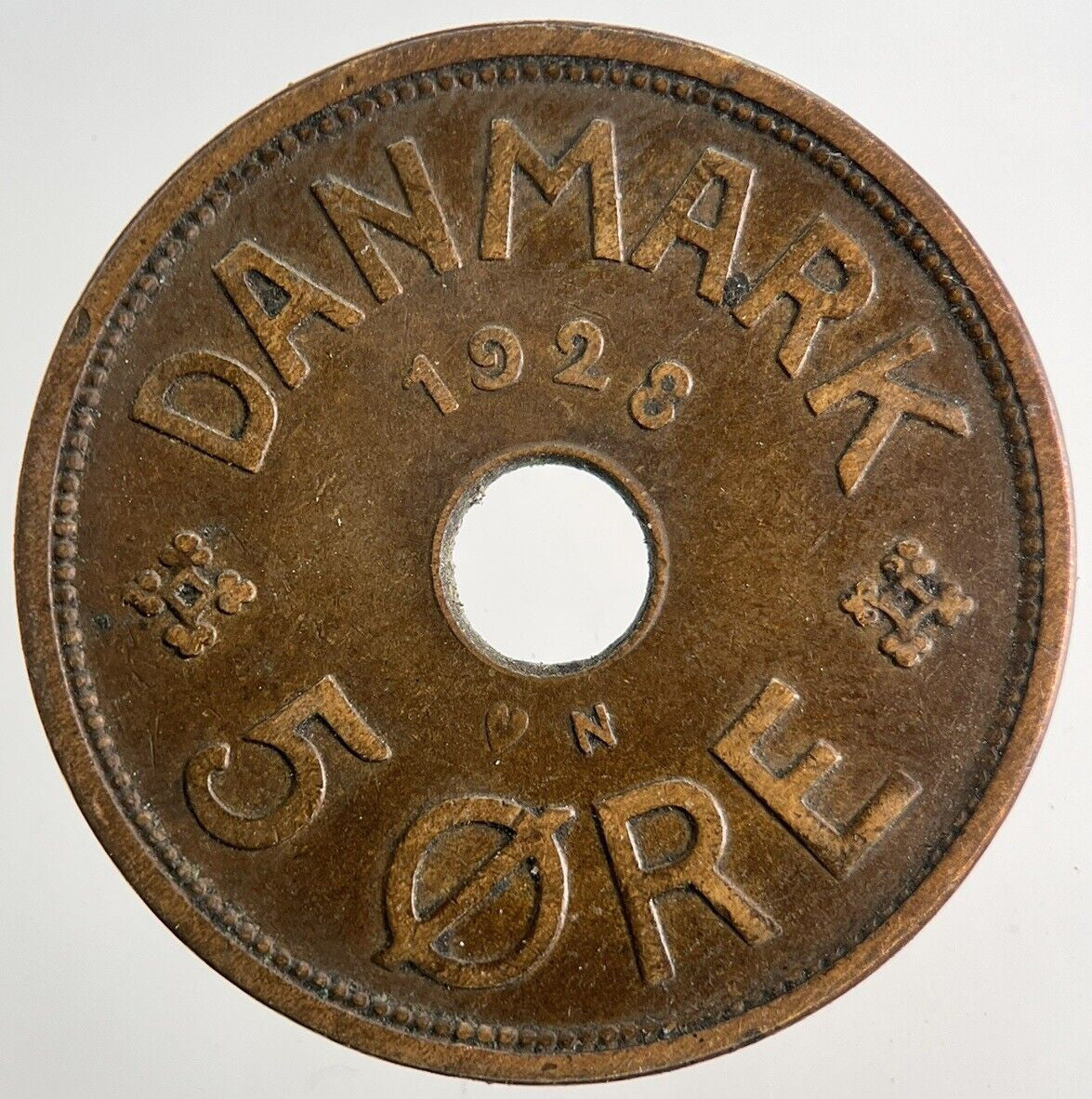 1928 Denmark 5 Ore Coin | Fine Collectable Grade