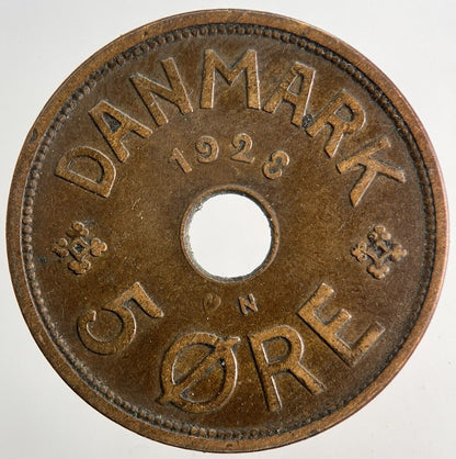 1928 Denmark 5 Ore Coin | Fine Collectable Grade