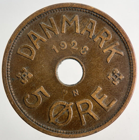 1928 Denmark 5 Ore Coin | Fine Collectable Grade