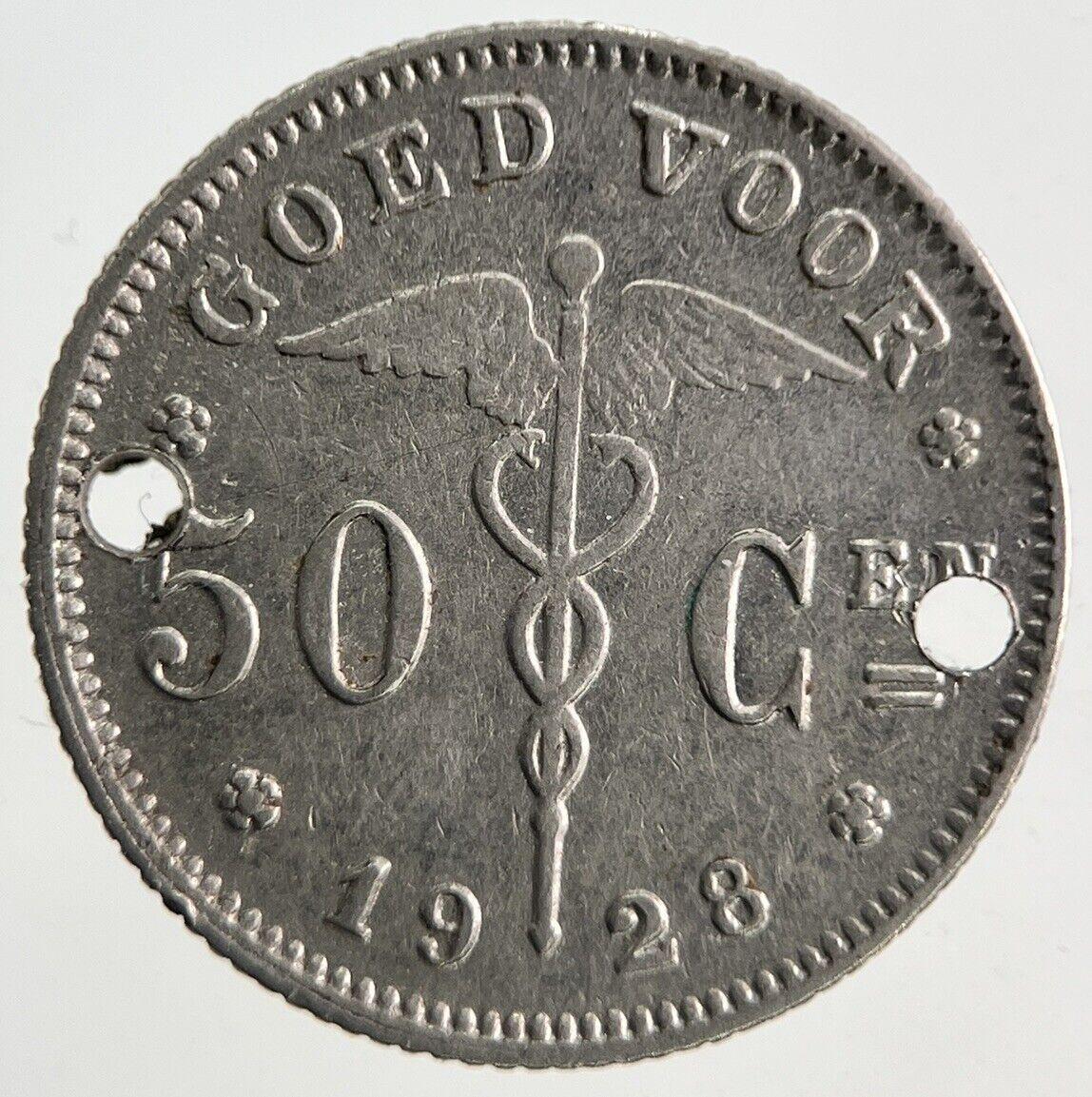 1928 Belgium 50 Cent Coin | Fine Collectable Grade