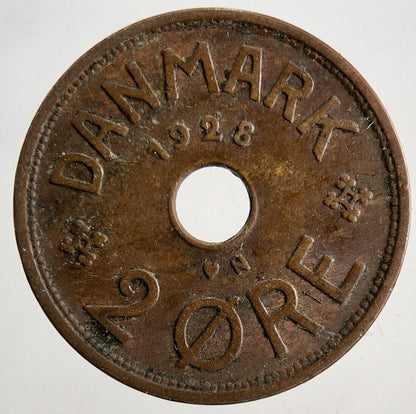 1928 Denmark 2 Ore Coin | Fine Collectable Grade