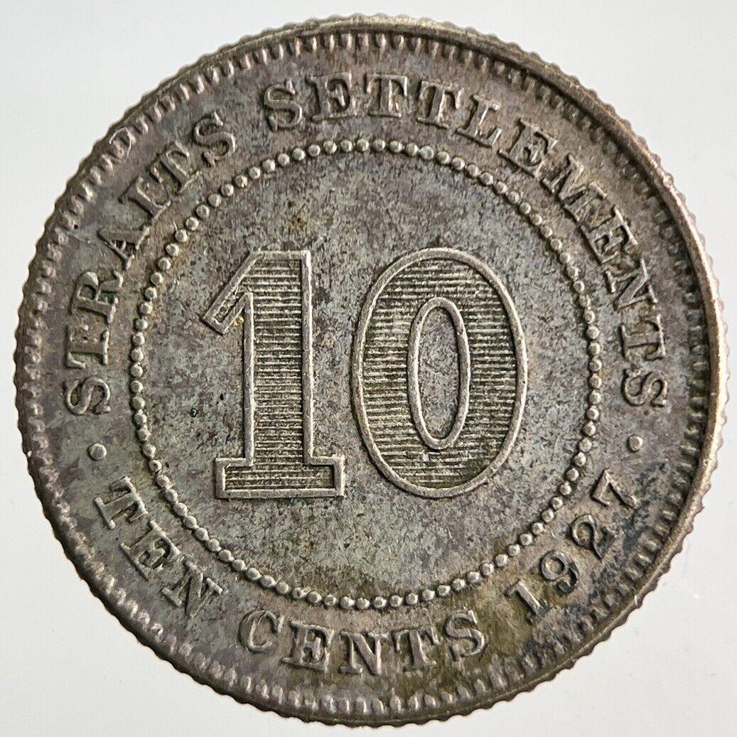 1927 Straits Settlements 10 Cents Silver Coin | Fine Collectable Grade