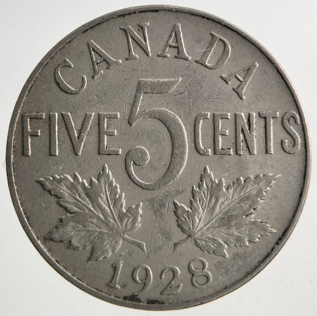 1928 Canada 5 Cents Coin | Fine Collectable Grade