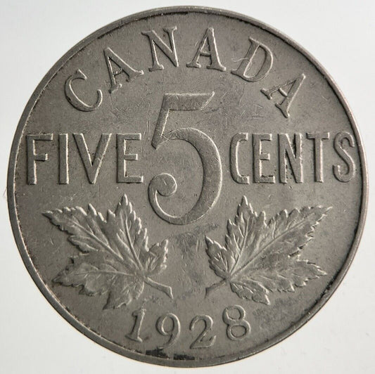 1928 Canada 5 Cents Coin | Fine Collectable Grade
