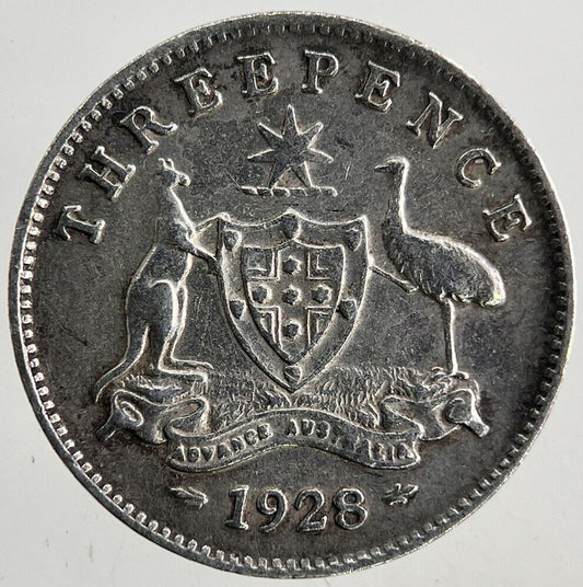 1928 Australia Threepence Silver Coin | Fine Collectable Grade