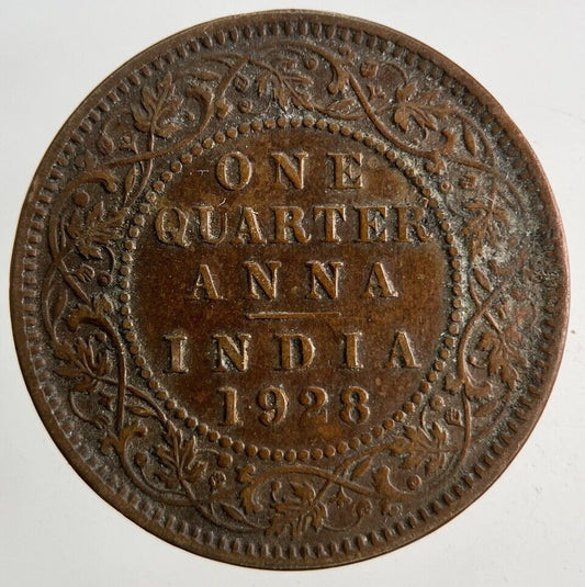 1928 India 1/4 Quarter Anna Coin | Fine Collectable Grade