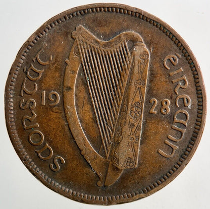 1928 Irish Half-Penny Pig Coin | Fine Collectable Grade