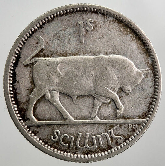 1928 Irish Shilling Bull Silver Coin | Fine Collectable Grade | a7971