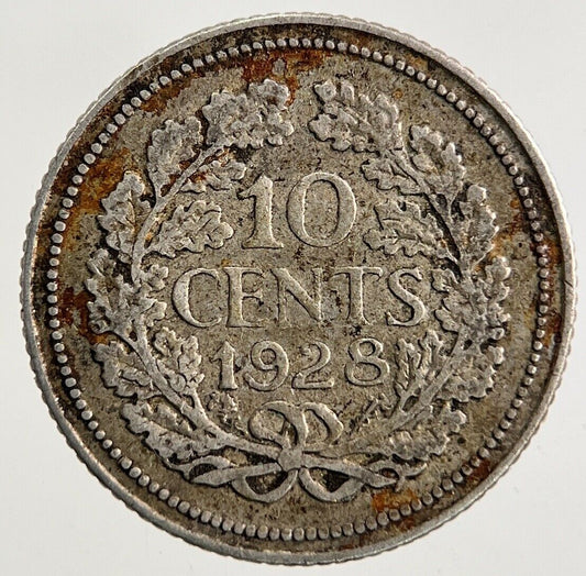 1928 Netherlands 10 Cents Silver Coin | Fine Collectable Grade