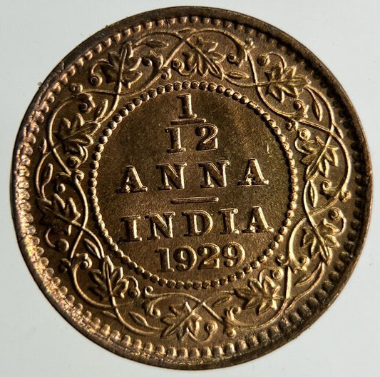 1929 India 1/12 Anna Coin | Very High Grade