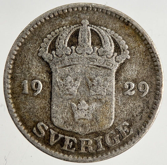 1929 Sweden 25 Ore Silver Coin | Collectable Grade | a8765