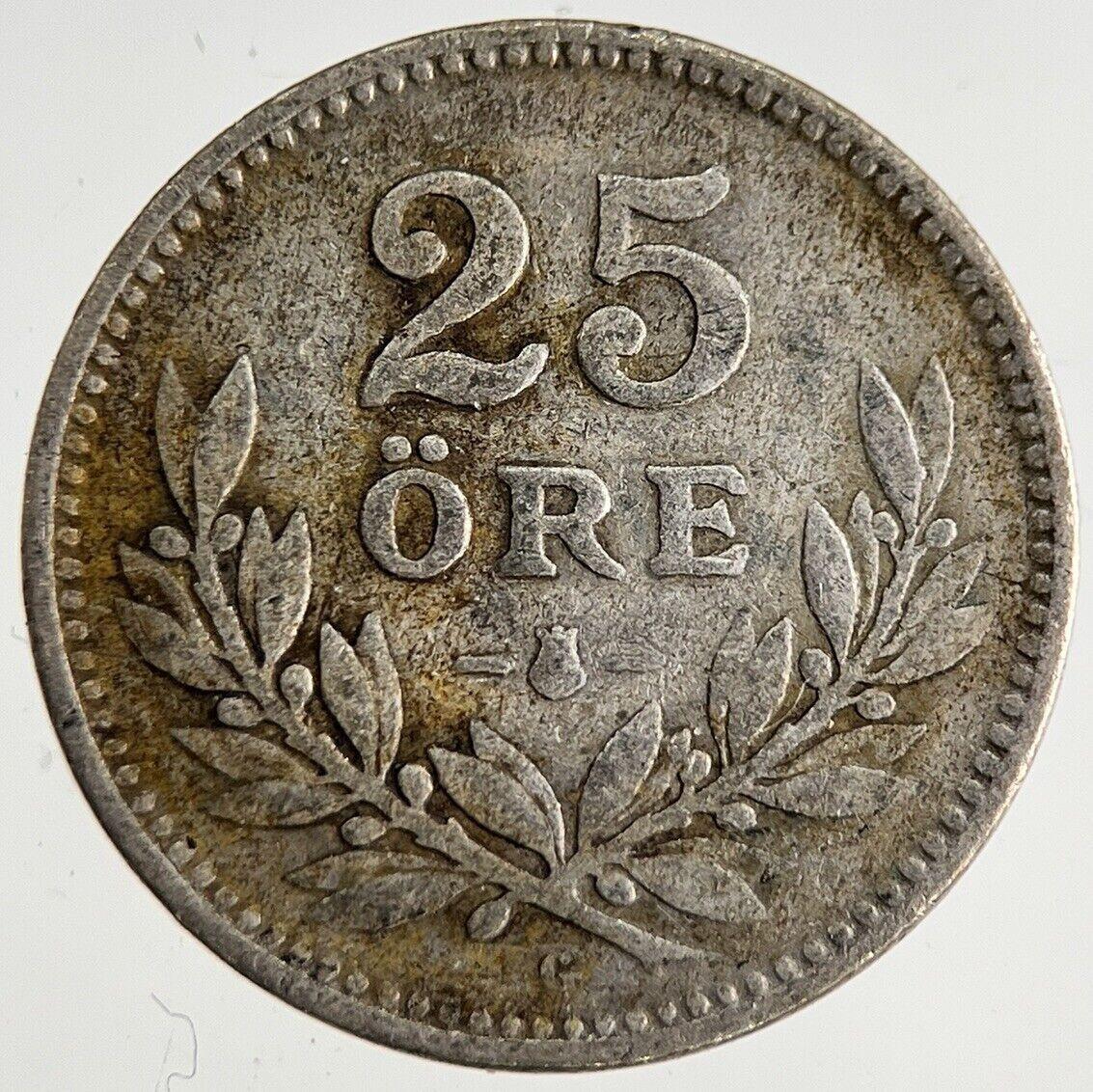 1929 Sweden 25 Ore Silver Coin | Collectable Grade | a8765