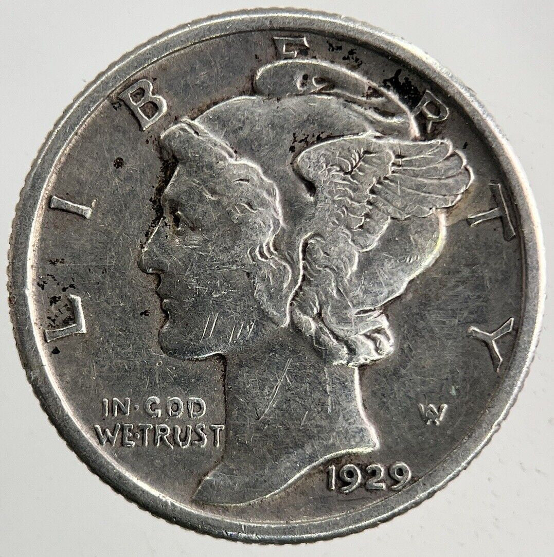 1929 US USA Mercury Dime Silver Coin | Fine Collectable Grade