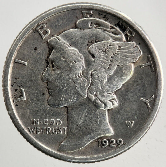 1929 US USA Mercury Dime Silver Coin | Fine Collectable Grade