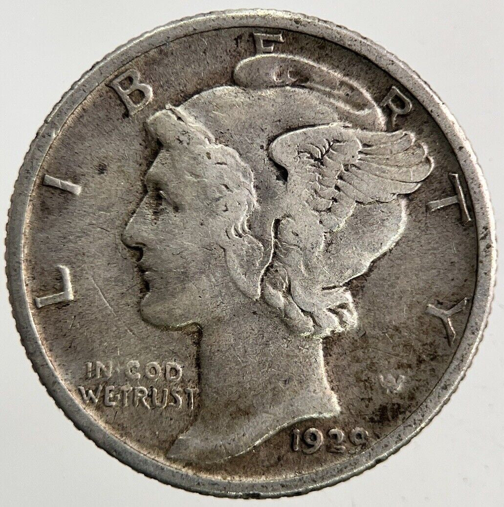 1929 US USA Mercury One Dime Silver Coin | Fine Collectable Grade
