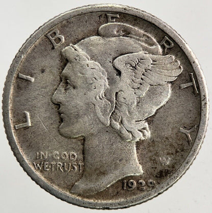 1929 US USA Mercury One Dime Silver Coin | Fine Collectable Grade