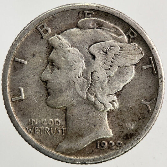 1929 US USA Mercury One Dime Silver Coin | Fine Collectable Grade