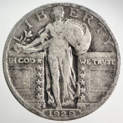 1929 US USA Standing Liberty Quarter Dollar Silver Coin | Fine Collectable Grade