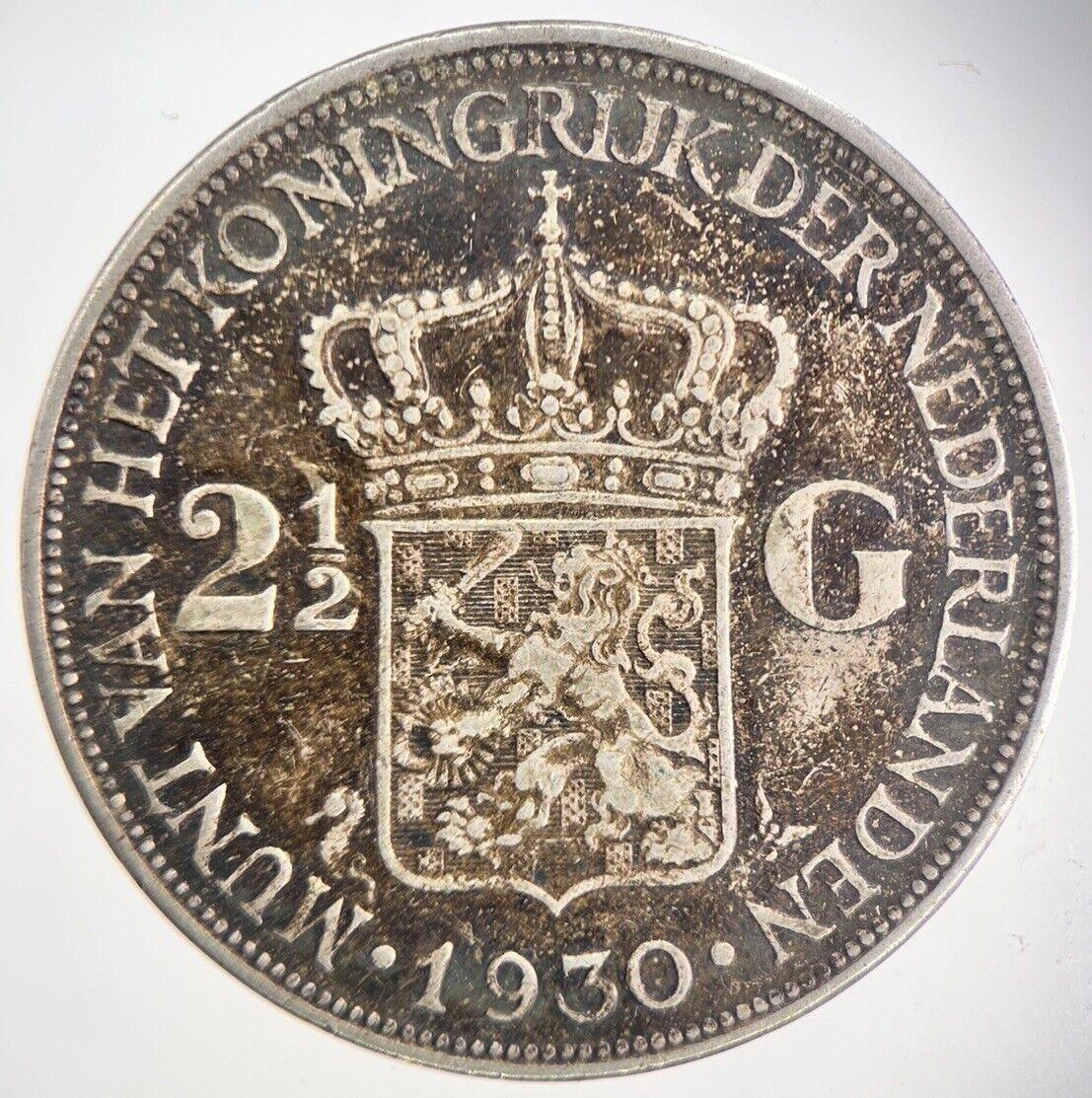 1930 Netherlands 2 1/2 Gulden Silver Coin | Fine Collectable Grade | a2817