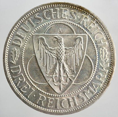 1930-A Weimar Rhineland Liberation 3 Mark | Germany Silver Coin | Fine Grade