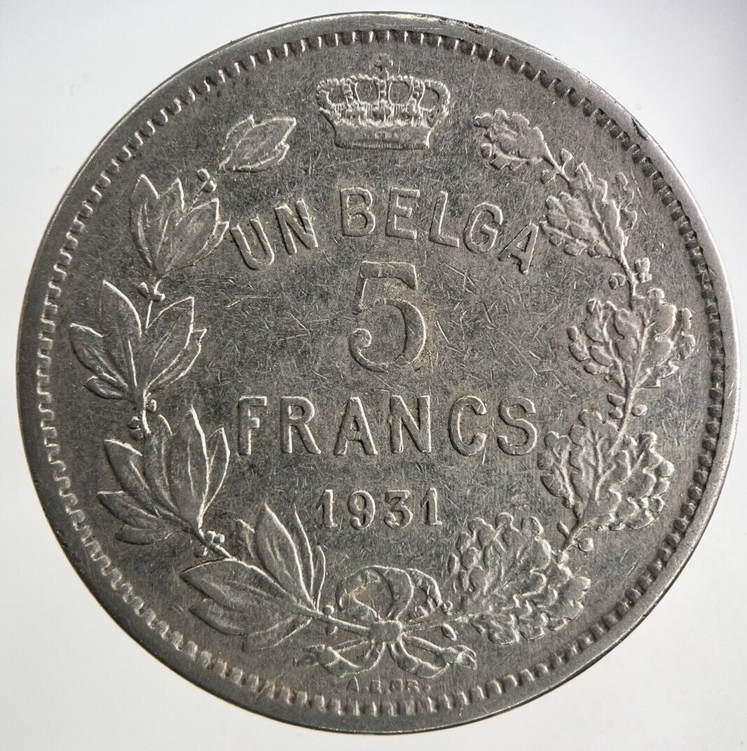 1931 Belgium 5 Franc Coin | Fine Collectable Grade