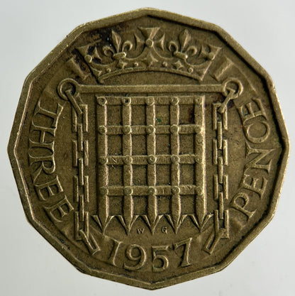 1957 Elizabeth II 2nd Brass Threepence Coin | Fine Collectable Grade