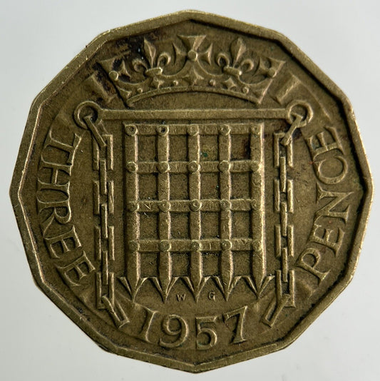 1957 Elizabeth II 2nd Brass Threepence Coin | Fine Collectable Grade