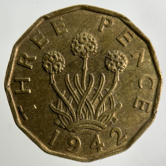 1942 George VI Brass Threepence Coin | Very High Grade
