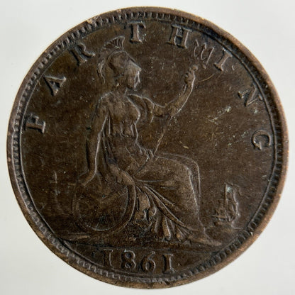 1861 Victoria Farthing Coin | Fine Collectable Grade