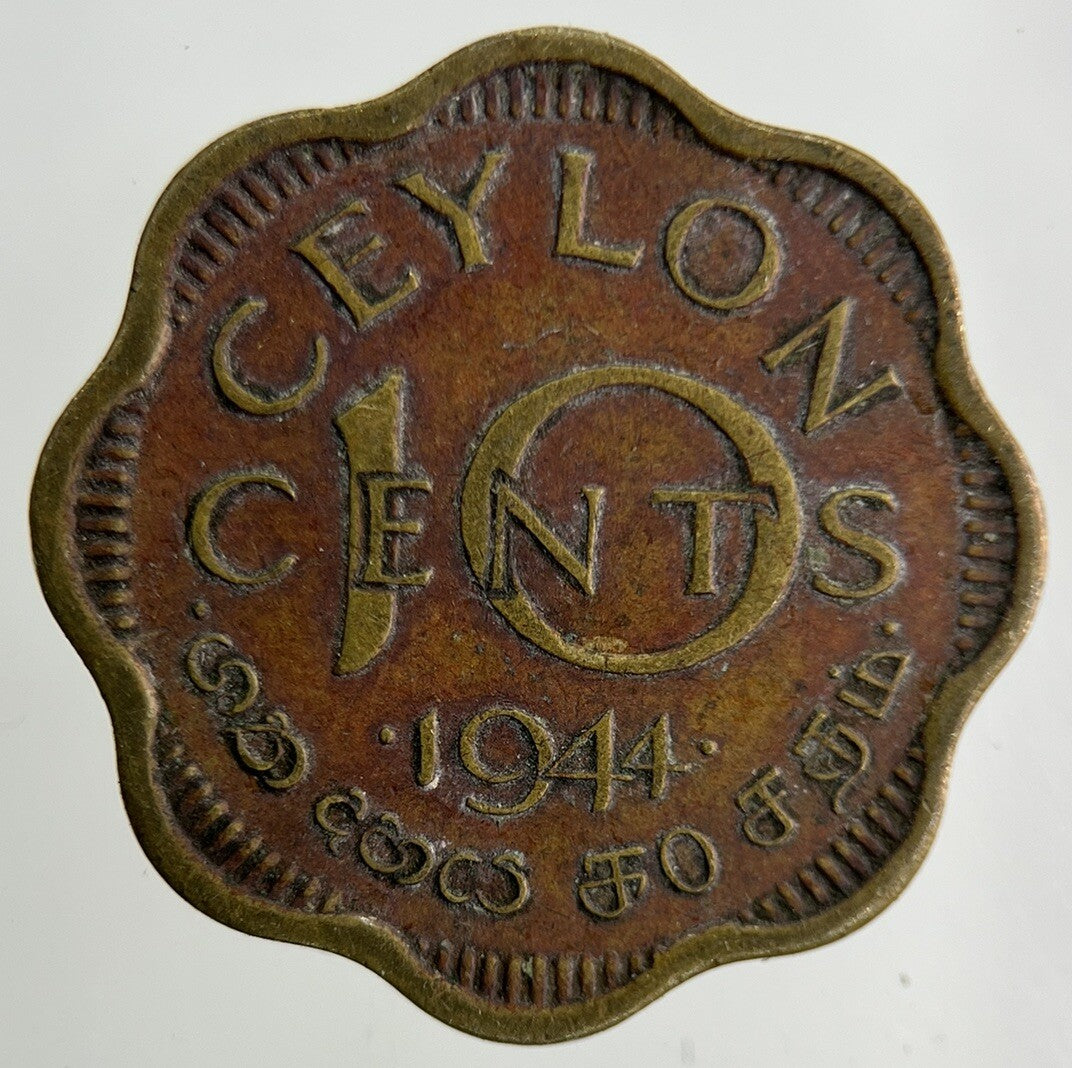 1944 Ceylon 10 Cents Coin | Fine Collectable Grade