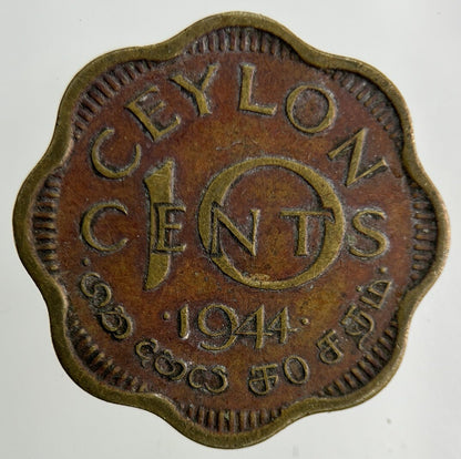 1944 Ceylon 10 Cents Coin | Fine Collectable Grade