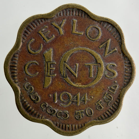1944 Ceylon 10 Cents Coin | Fine Collectable Grade