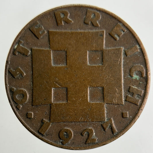1927 Austria 2 Groschen Coin | Fine Collectable Grade