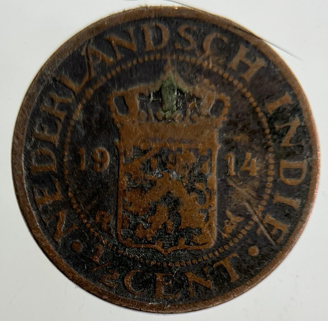 1914 Netherlands East Indies 1/2 Half Cent Coin | Collectable Grade