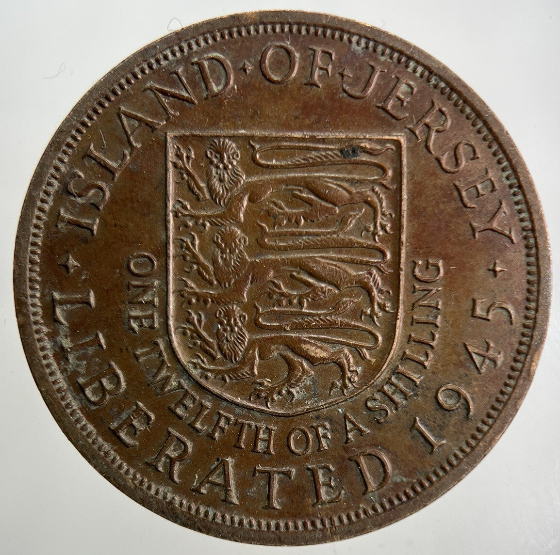 1945 Jersey 1/12 One Twelfth Of A Shilling Coin | Fine Collectable Grade