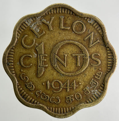 1944 Ceylon 10 Cents Coin | Fine Collectable Grade