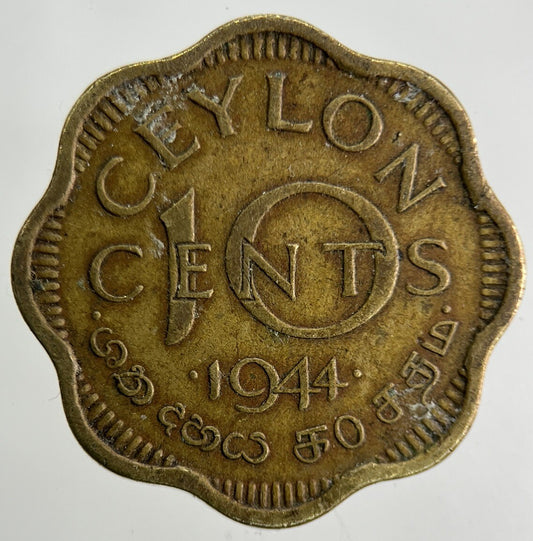 1944 Ceylon 10 Cents Coin | Fine Collectable Grade