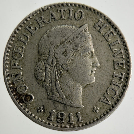 1911 Switzerland Swiss 10 Rappen Coin | Fine Collectable Grade